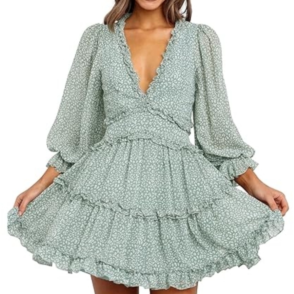 The Impeccable Pig Green Floral Mini Dress